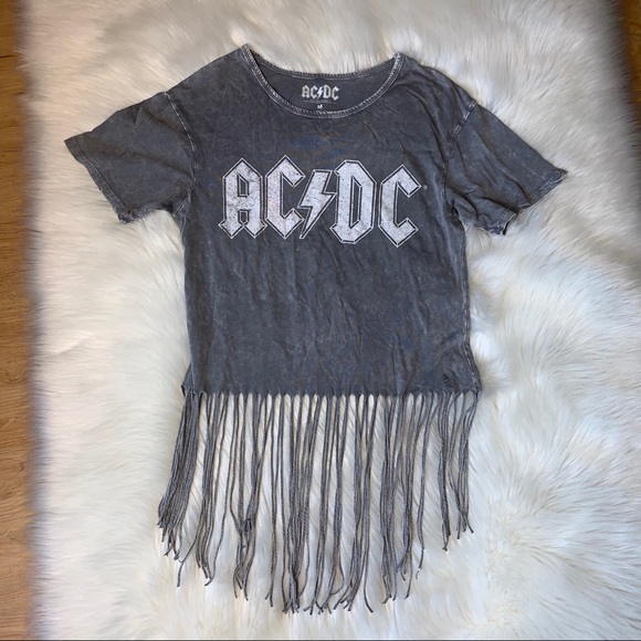 Hot Topic Tops - AC/DC gray fringe t shirt